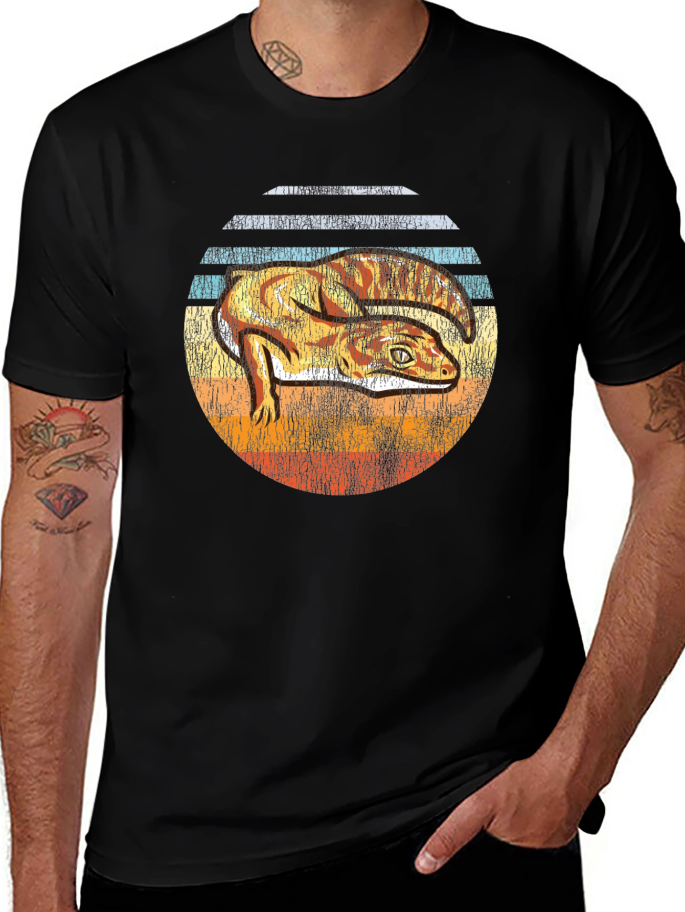 Retro Gecko Sunset Graphic Tee