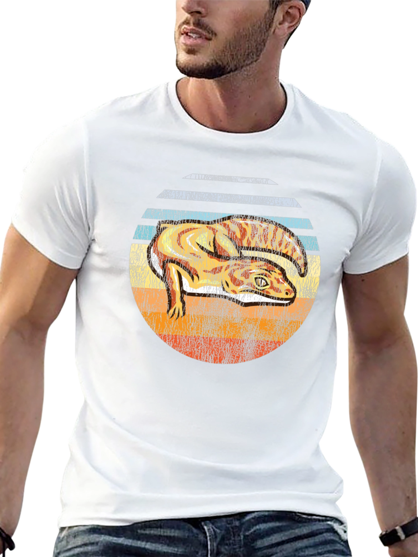 Retro Gecko Sunset Graphic Tee