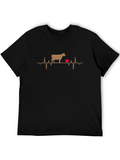 Cow Heartbeat T-Shirt - Black Graphic Tee