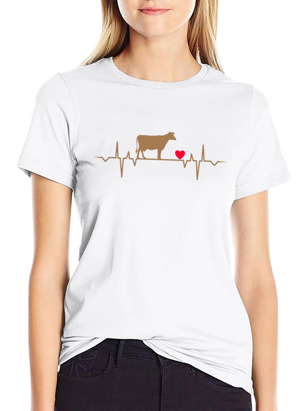 Cow Heartbeat T-Shirt - Black Graphic Tee