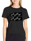 Musical Note Graphic Print Black T-Shirt