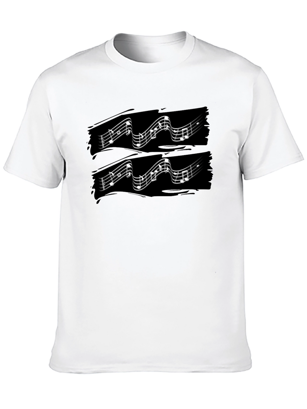 Musical Note Graphic Print Black T-Shirt