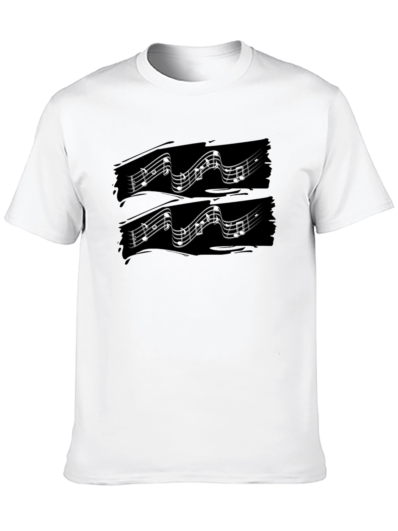 Musical Note Graphic Print Black T-Shirt
