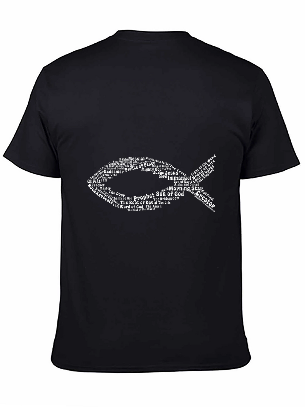 Christian Jesus Fish Graphic T-Shirt - Black