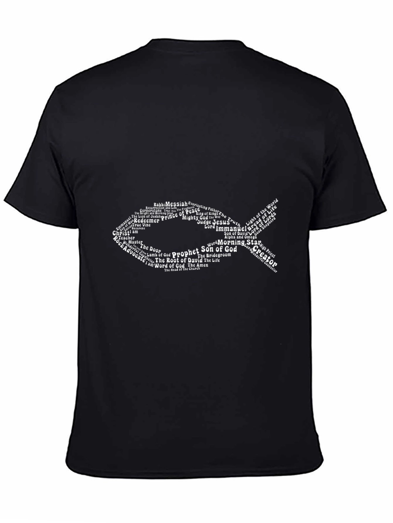 Christian Jesus Fish Graphic T-Shirt - Black