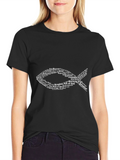Christian Jesus Fish Graphic T-Shirt - Black