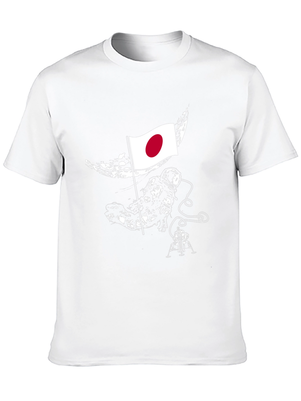 Astronaut Japan Flag Graphic Black T-Shirt