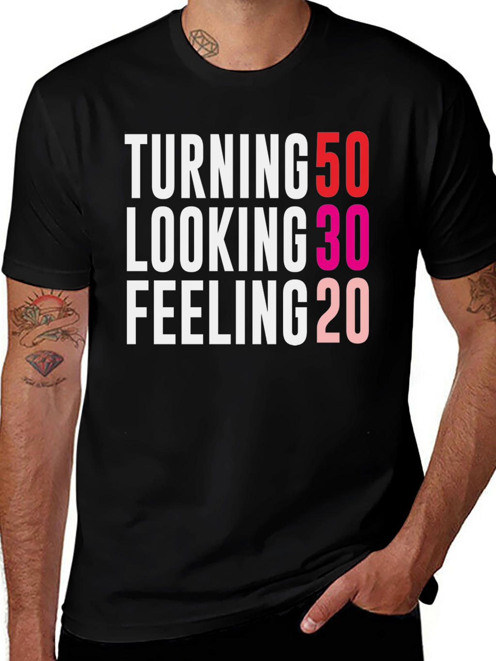 Turning 50 Looking 30 Feeling 20 Funny Birthday T-Shirt