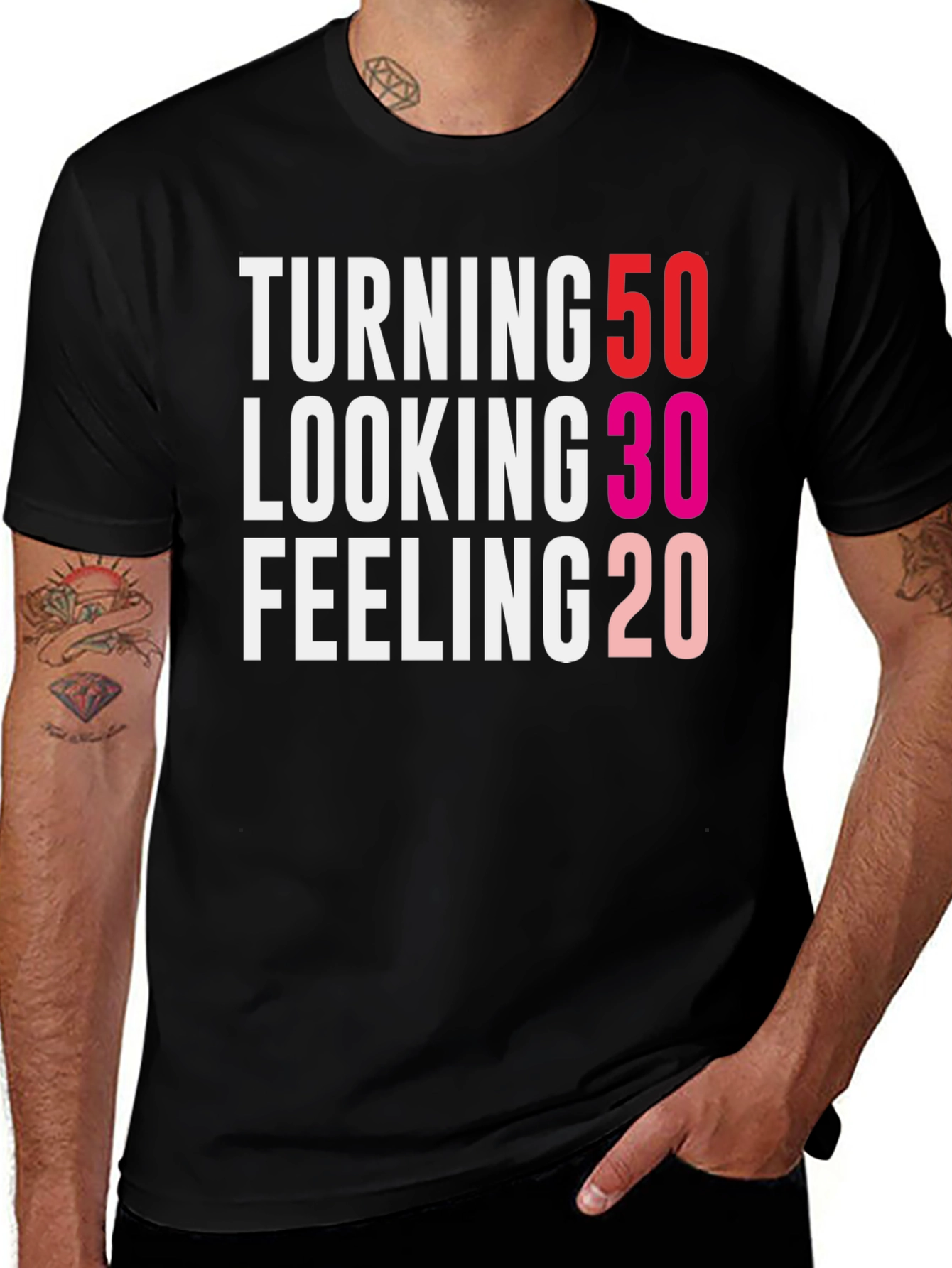 Turning 50 Looking 30 Feeling 20 Funny Birthday T-Shirt