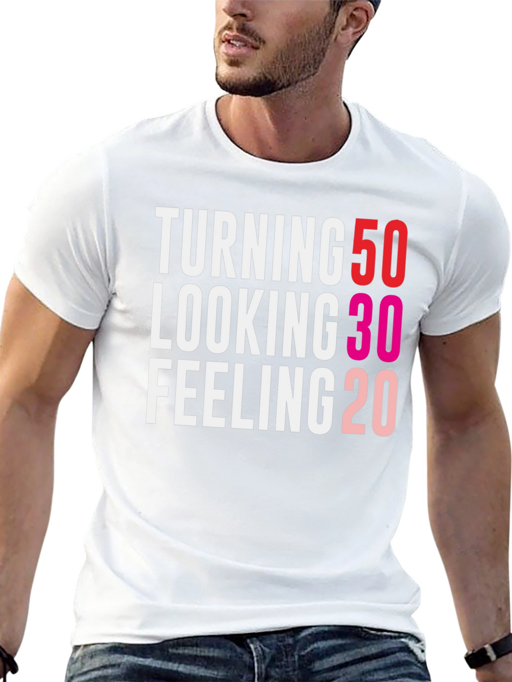 Turning 50 Looking 30 Feeling 20 Funny Birthday T-Shirt
