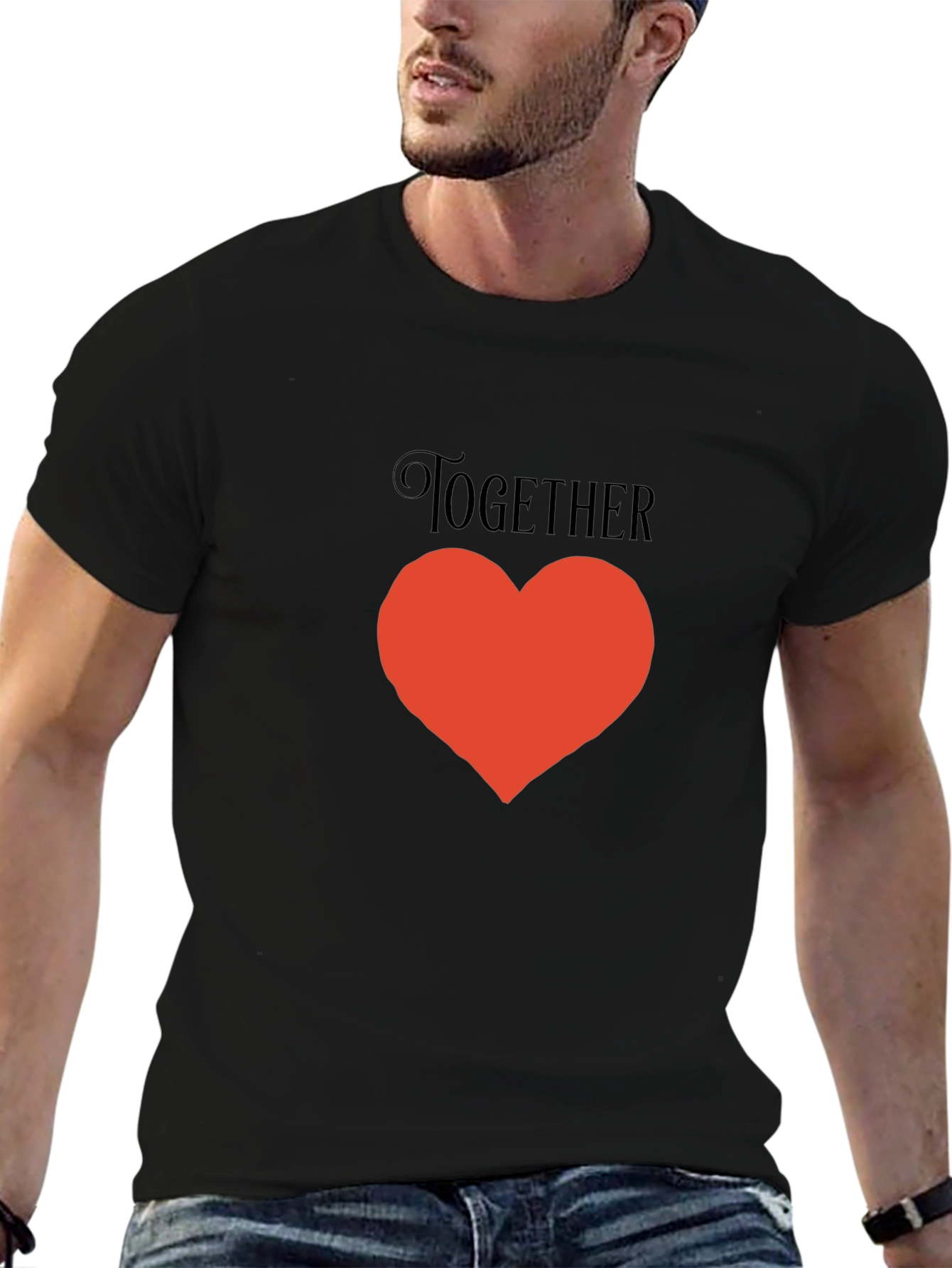 Together Heart Graphic Black T-Shirt