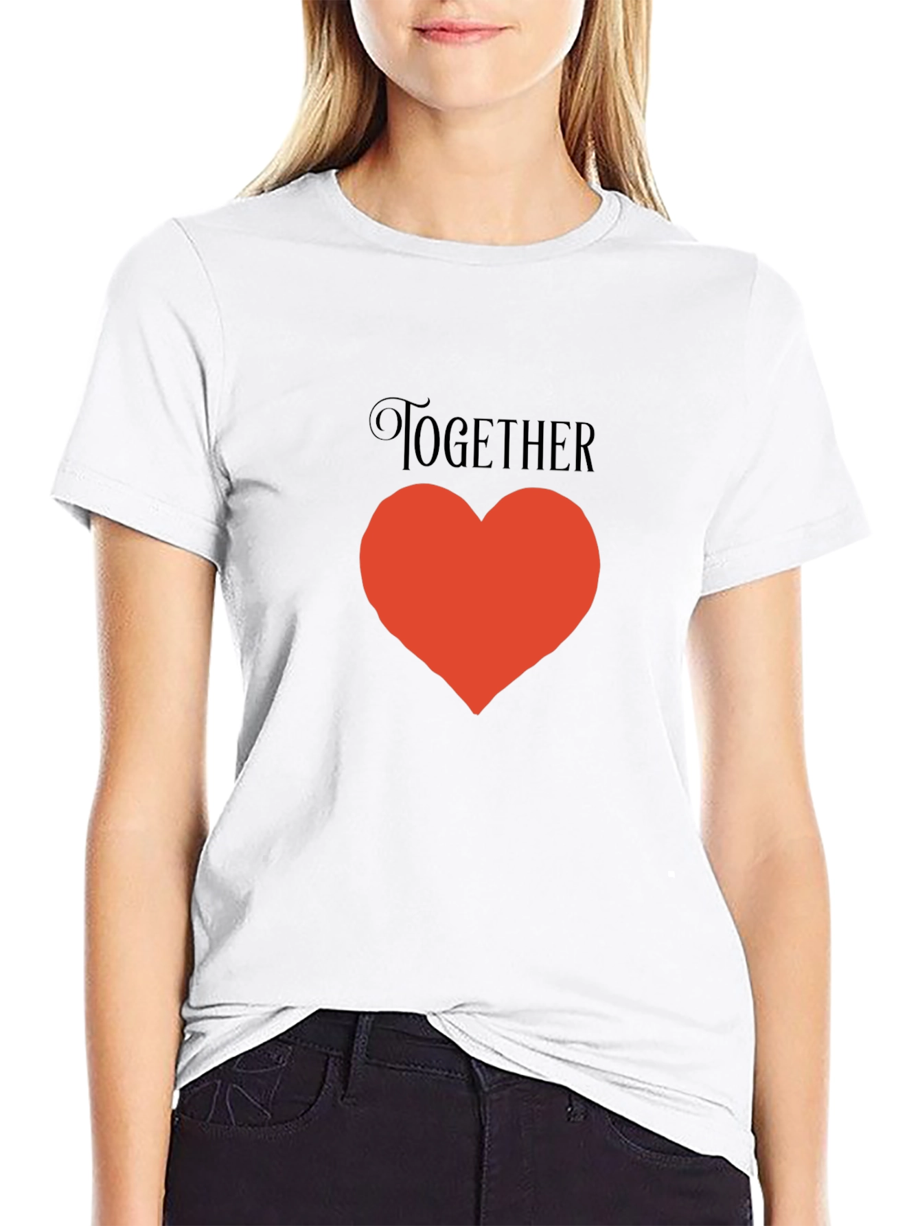Together Heart Graphic Black T-Shirt