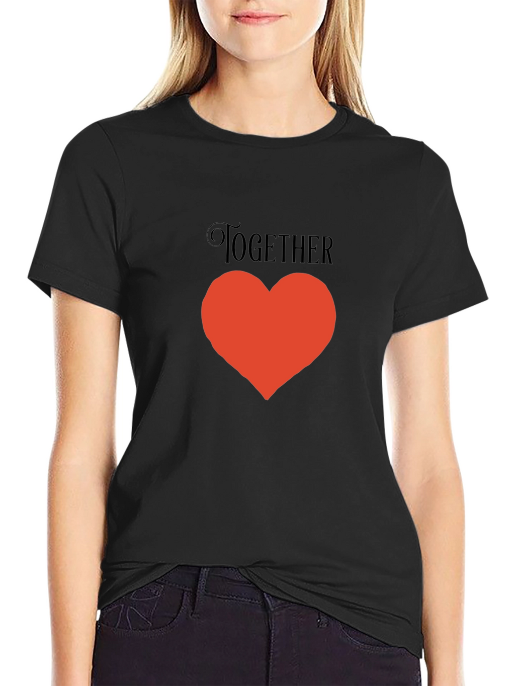 Together Heart Graphic Black T-Shirt