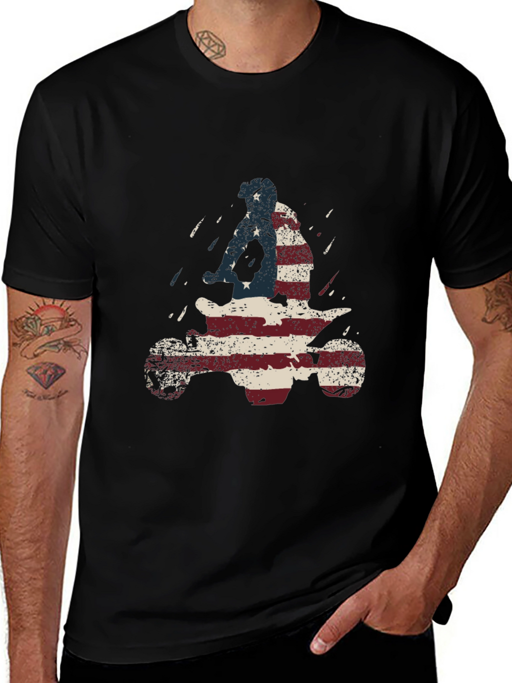 USA Flag ATV Rider T-Shirt