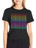 Retro Chocolate Graphic Tee - Bold Rainbow Design