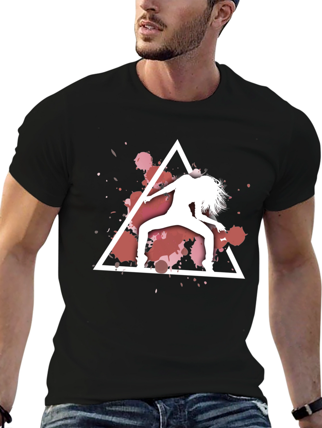Abstract Dancer Graphic Black T-Shirt