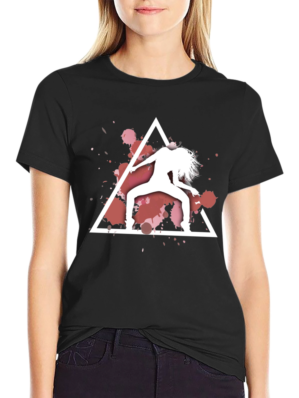 Abstract Dancer Graphic Black T-Shirt