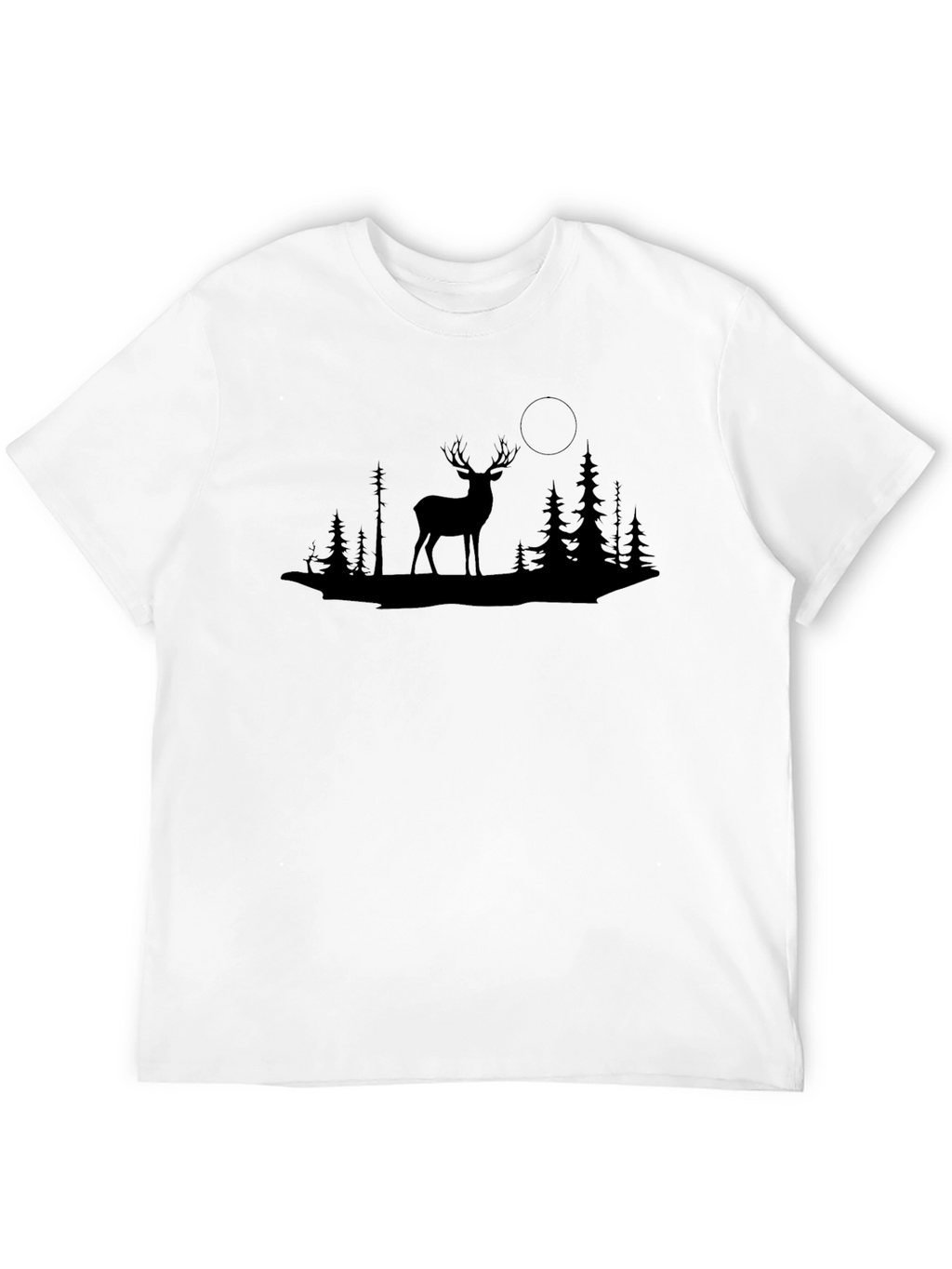 Mens Black Deer Silhouette Graphic T-Shirt