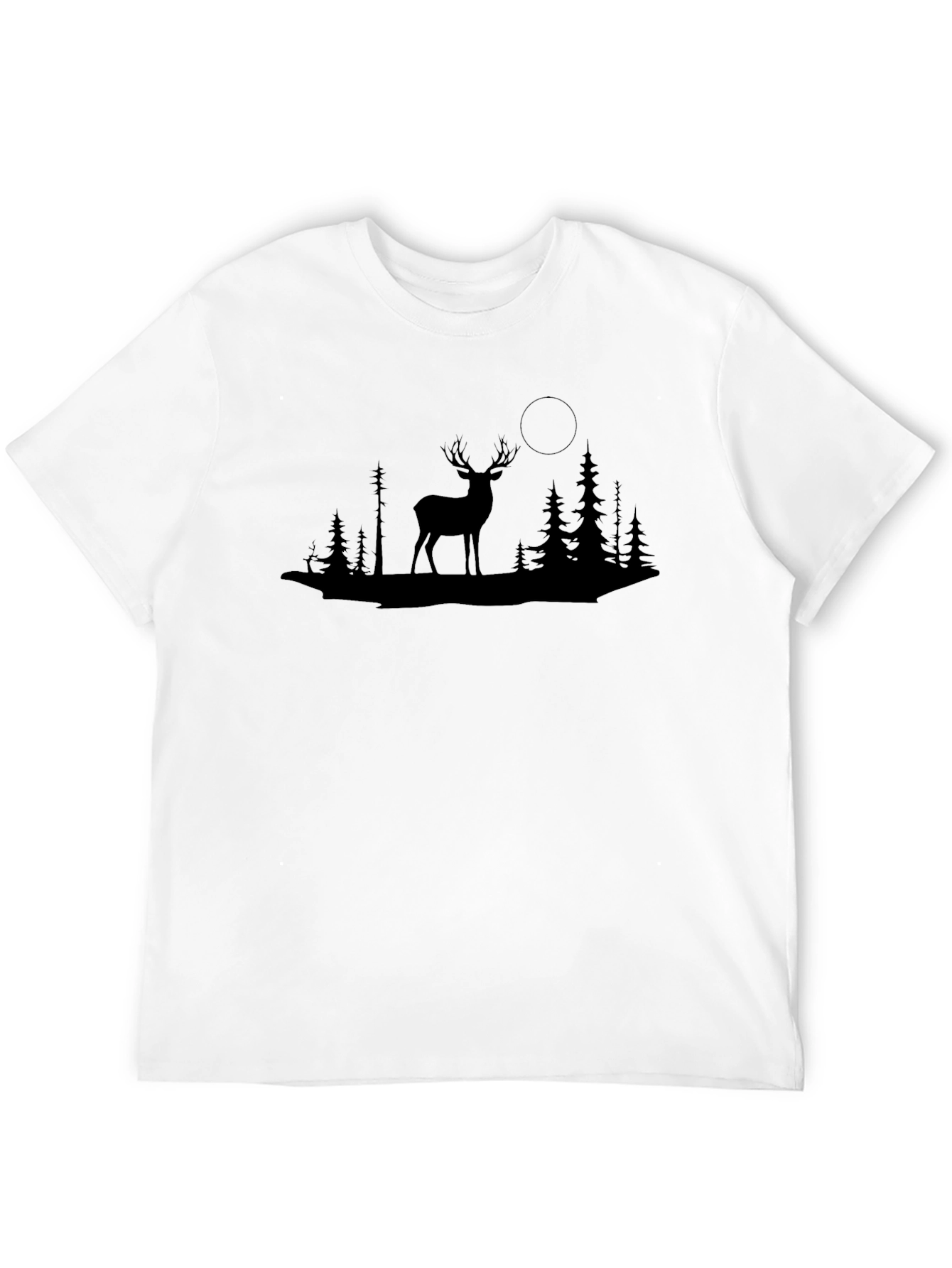 Mens Black Deer Silhouette Graphic T-Shirt