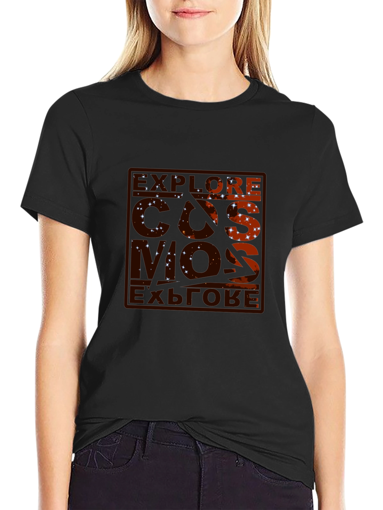 Explore Cosmos Black Graphic Tee