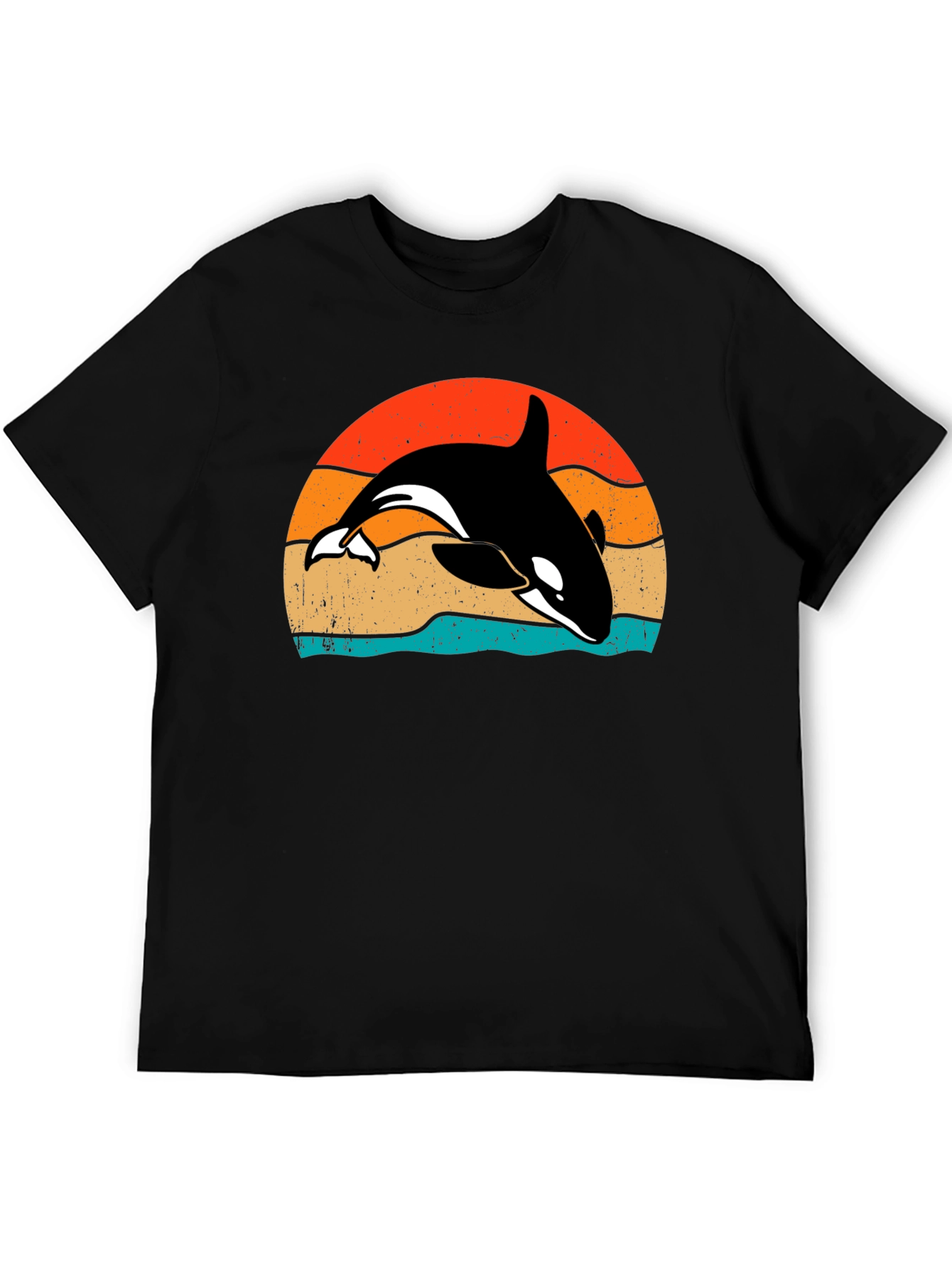 Retro Orca Sunset T-Shirt - Killer Whale Tee