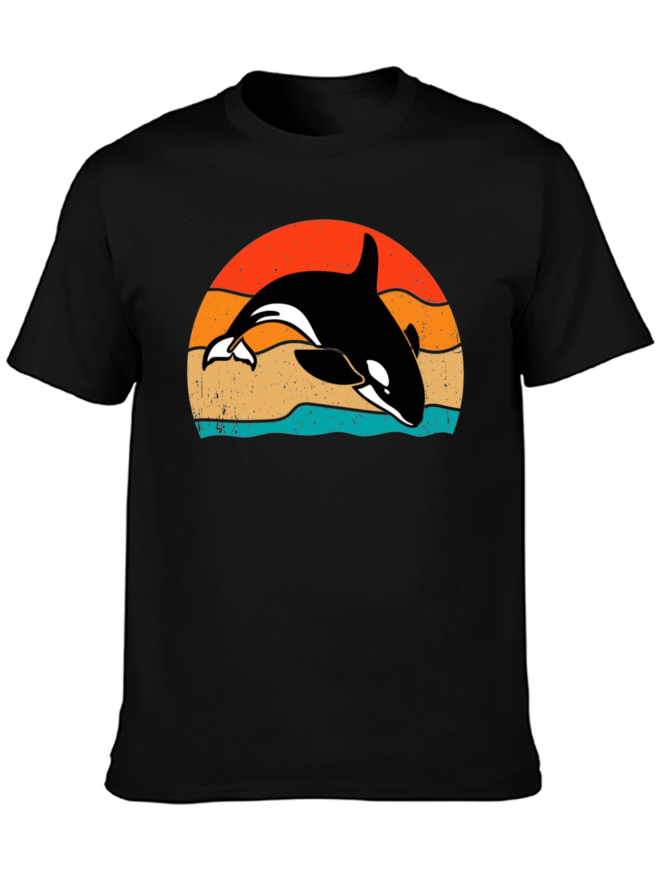 Retro Orca Sunset T-Shirt - Killer Whale Tee