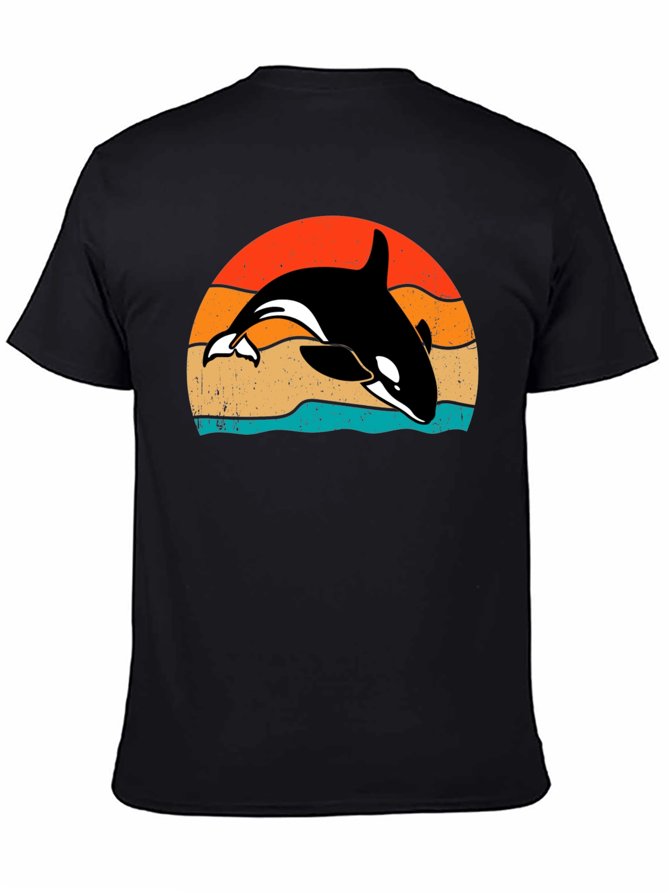 Retro Orca Sunset T-Shirt - Killer Whale Tee