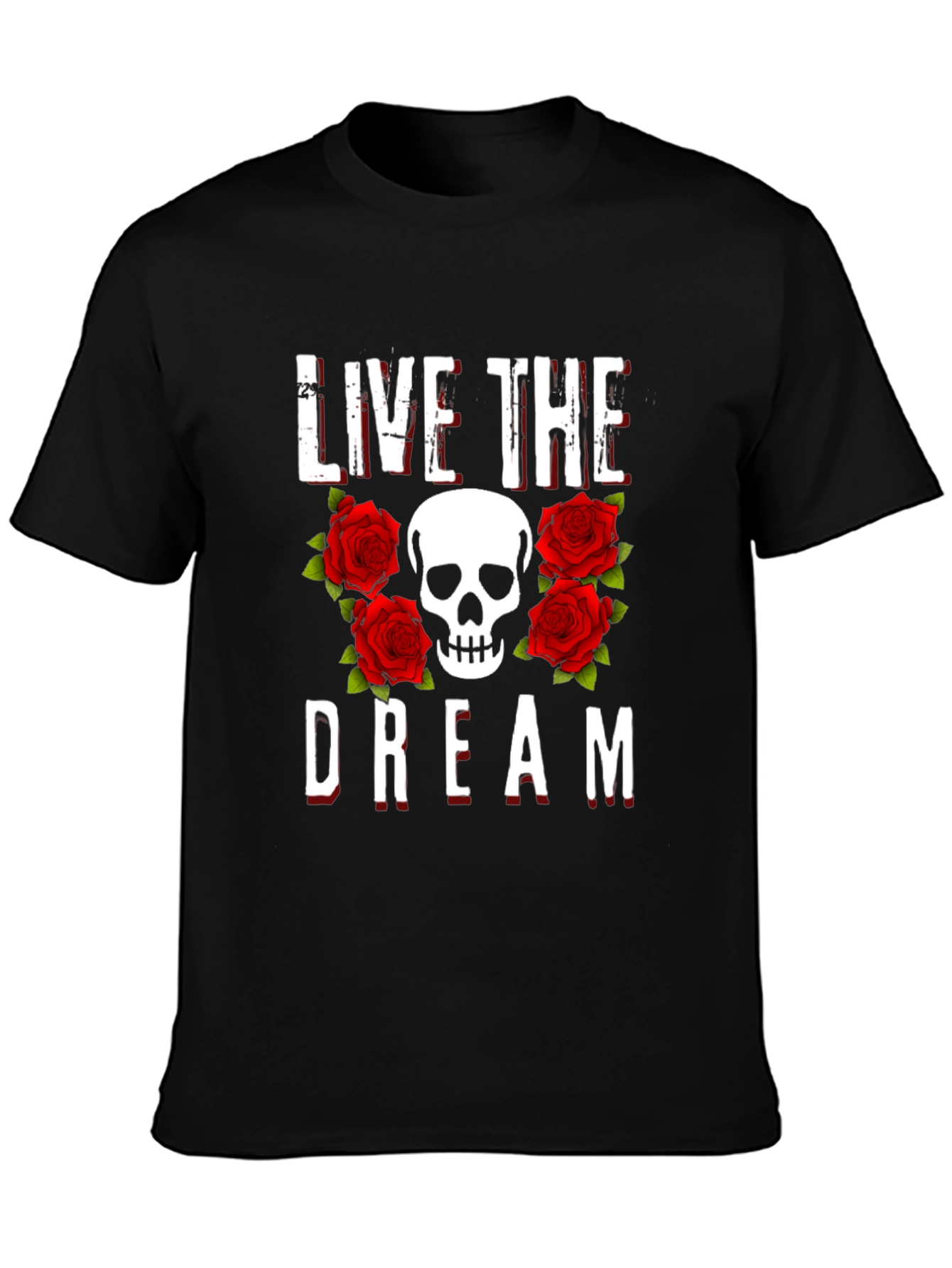 Live the Dream Skull & Roses Graphic Tee