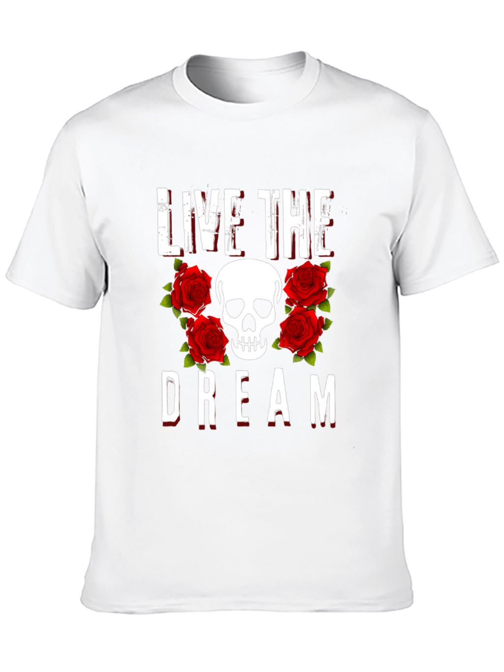 Live the Dream Skull & Roses Graphic Tee