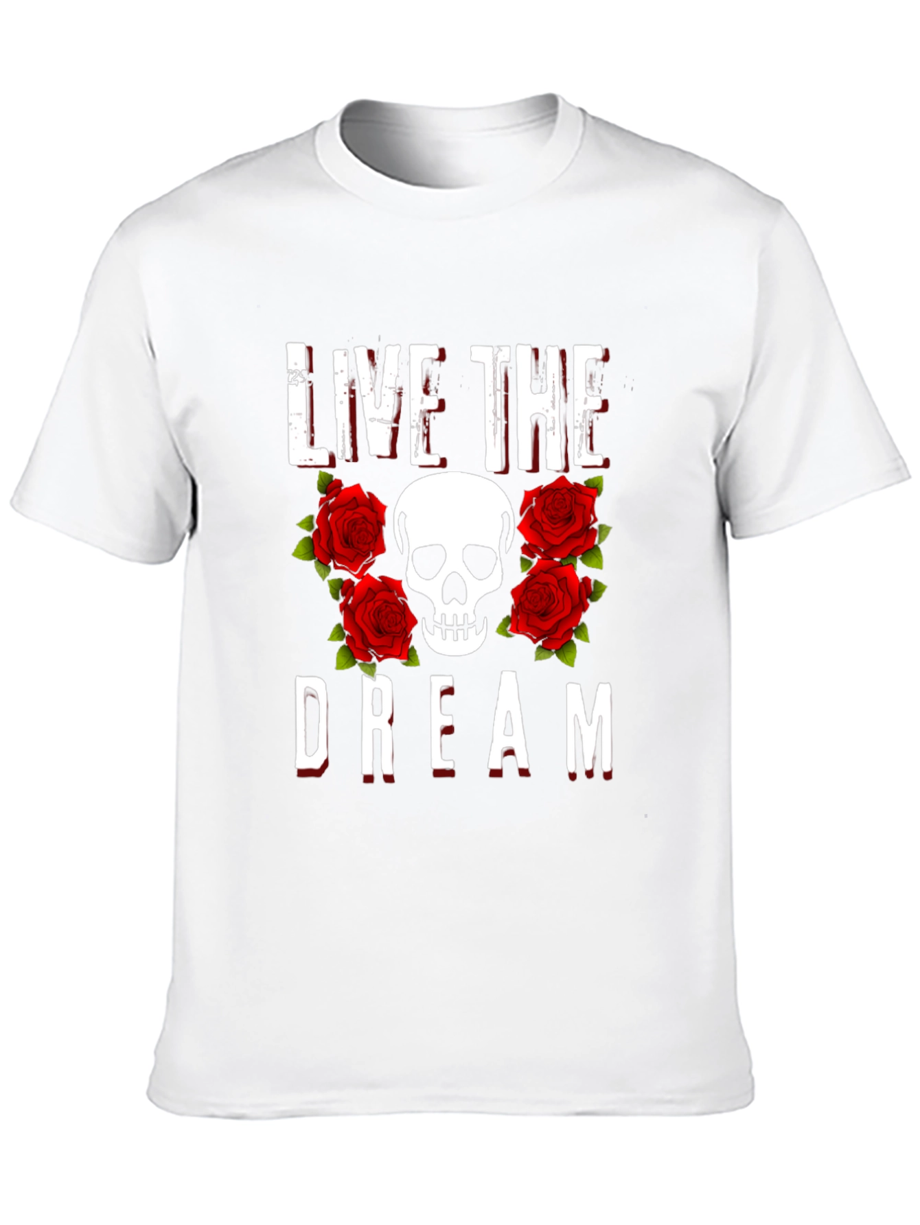 Live the Dream Skull & Roses Graphic Tee