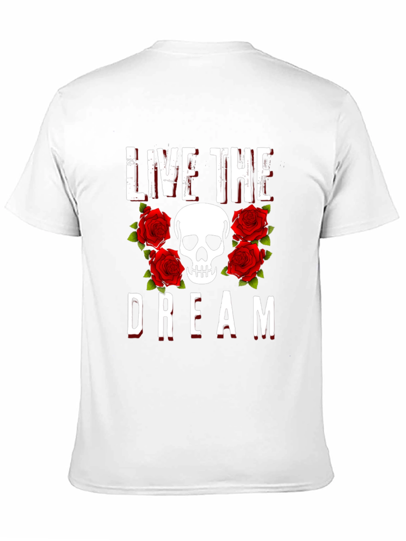 Live the Dream Skull & Roses Graphic Tee