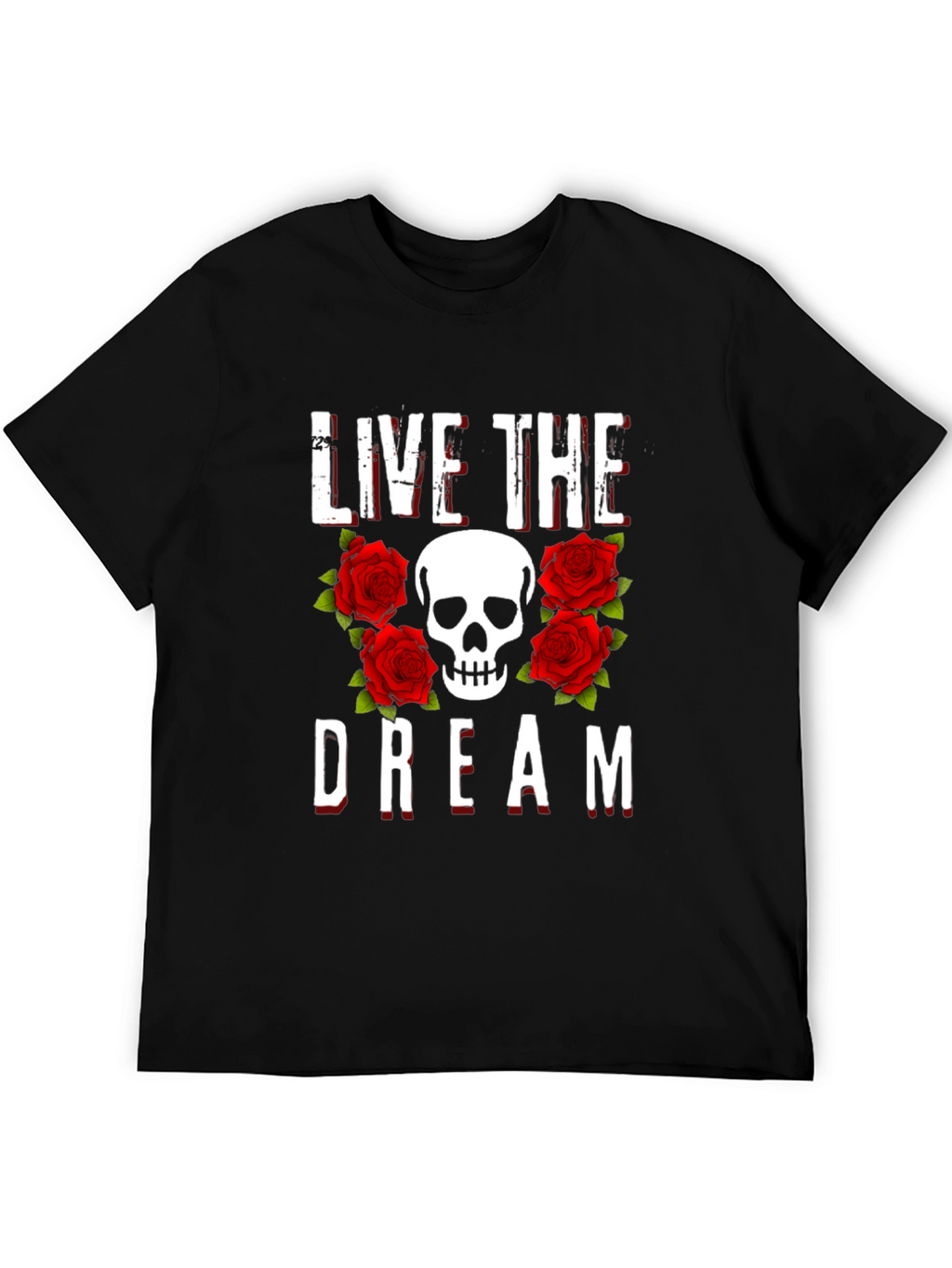 Live the Dream Skull & Roses Graphic Tee