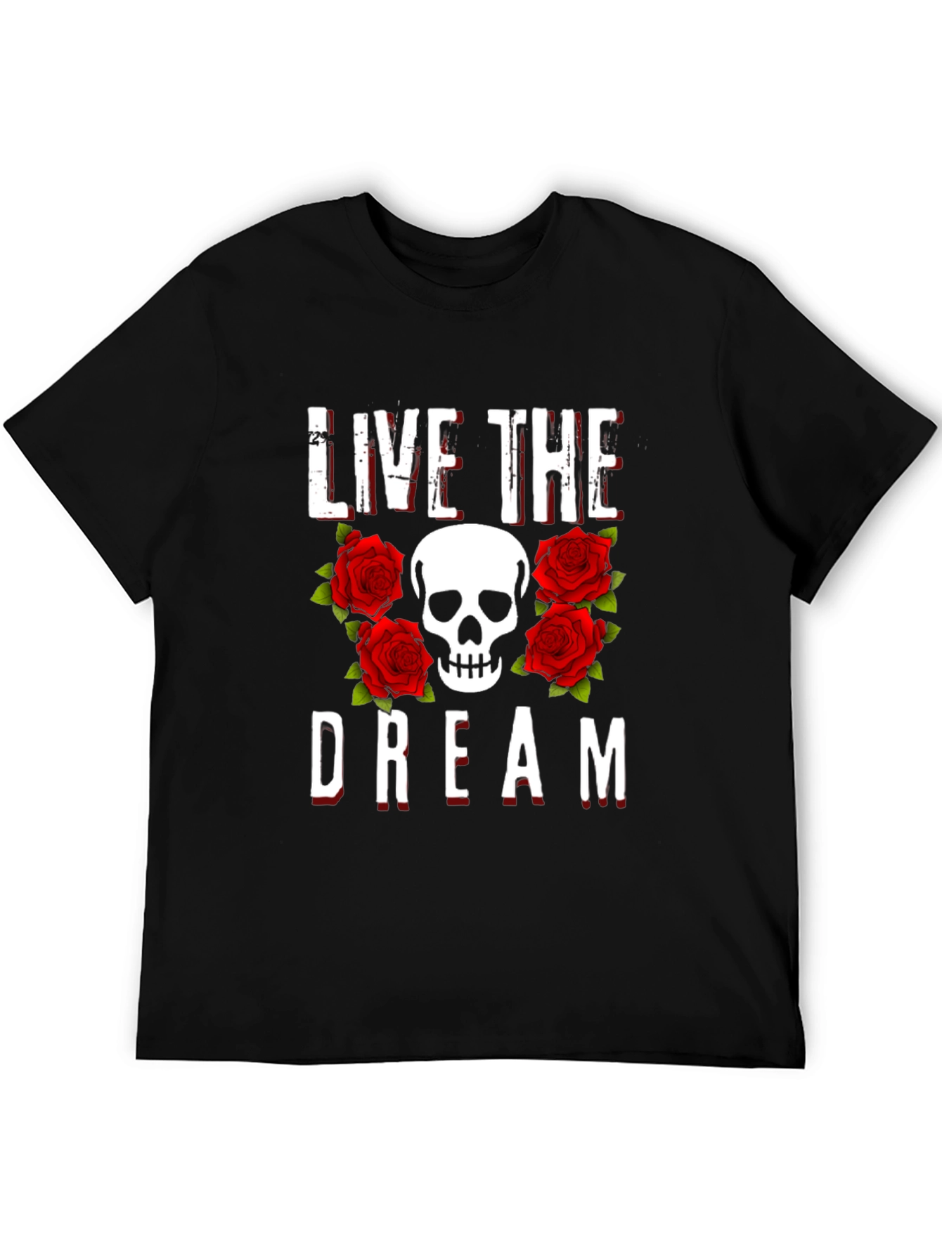 Live the Dream Skull & Roses Graphic Tee