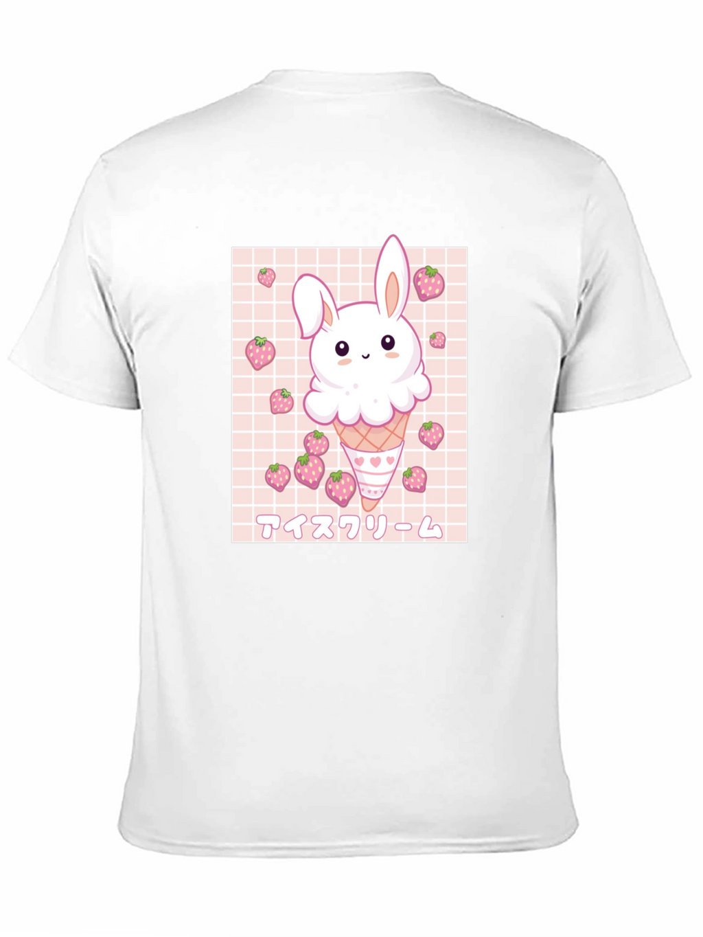 Kawaii Bunny Ice Cream Graphic Tee - Black