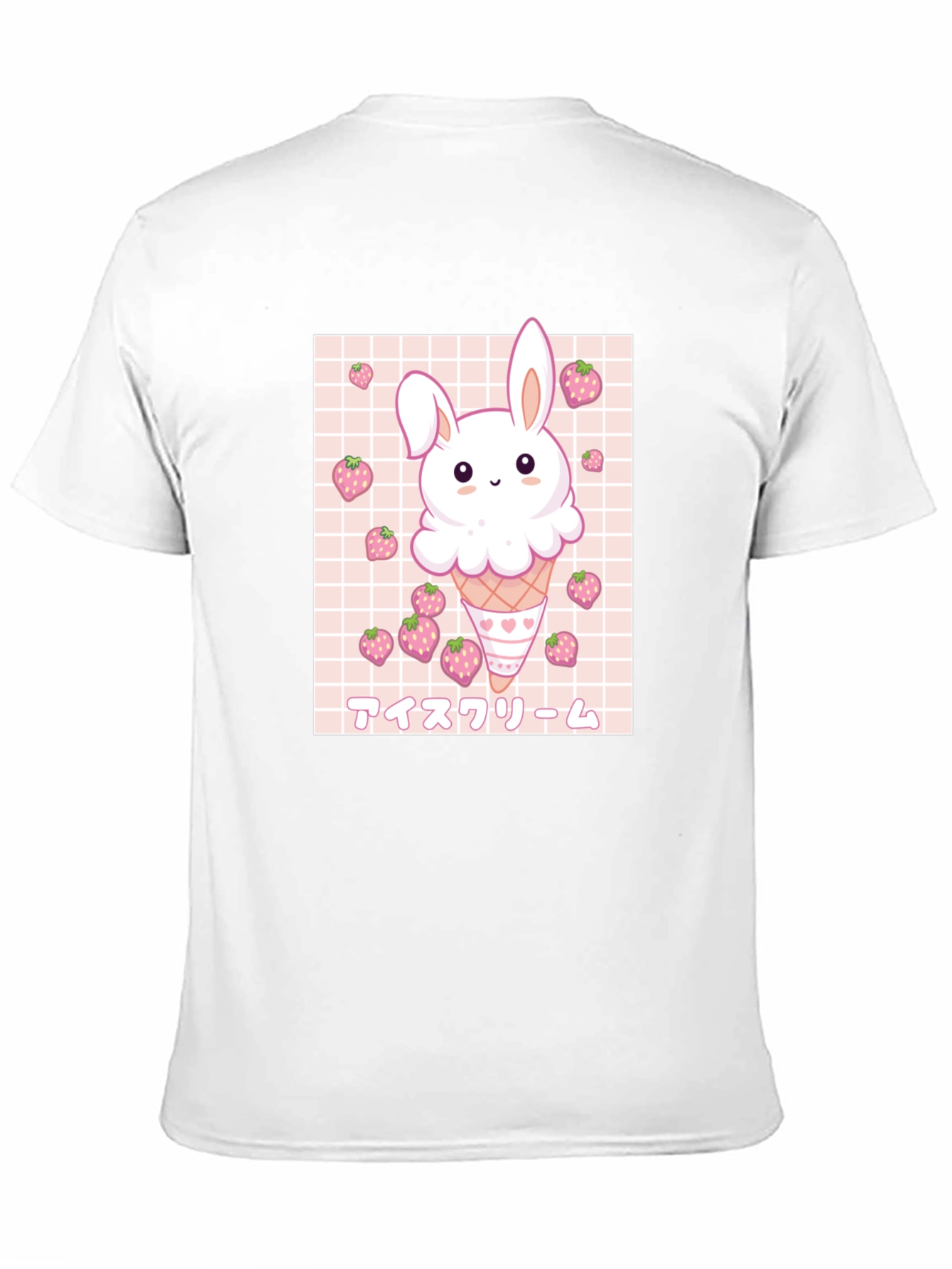 Kawaii Bunny Ice Cream Graphic Tee - Black