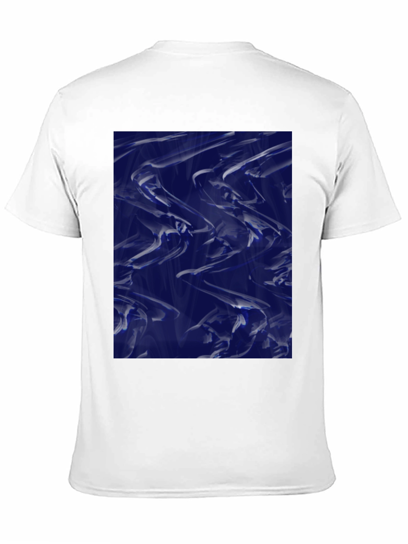 Abstract Blue Fluid Art Graphic Black T-Shirt