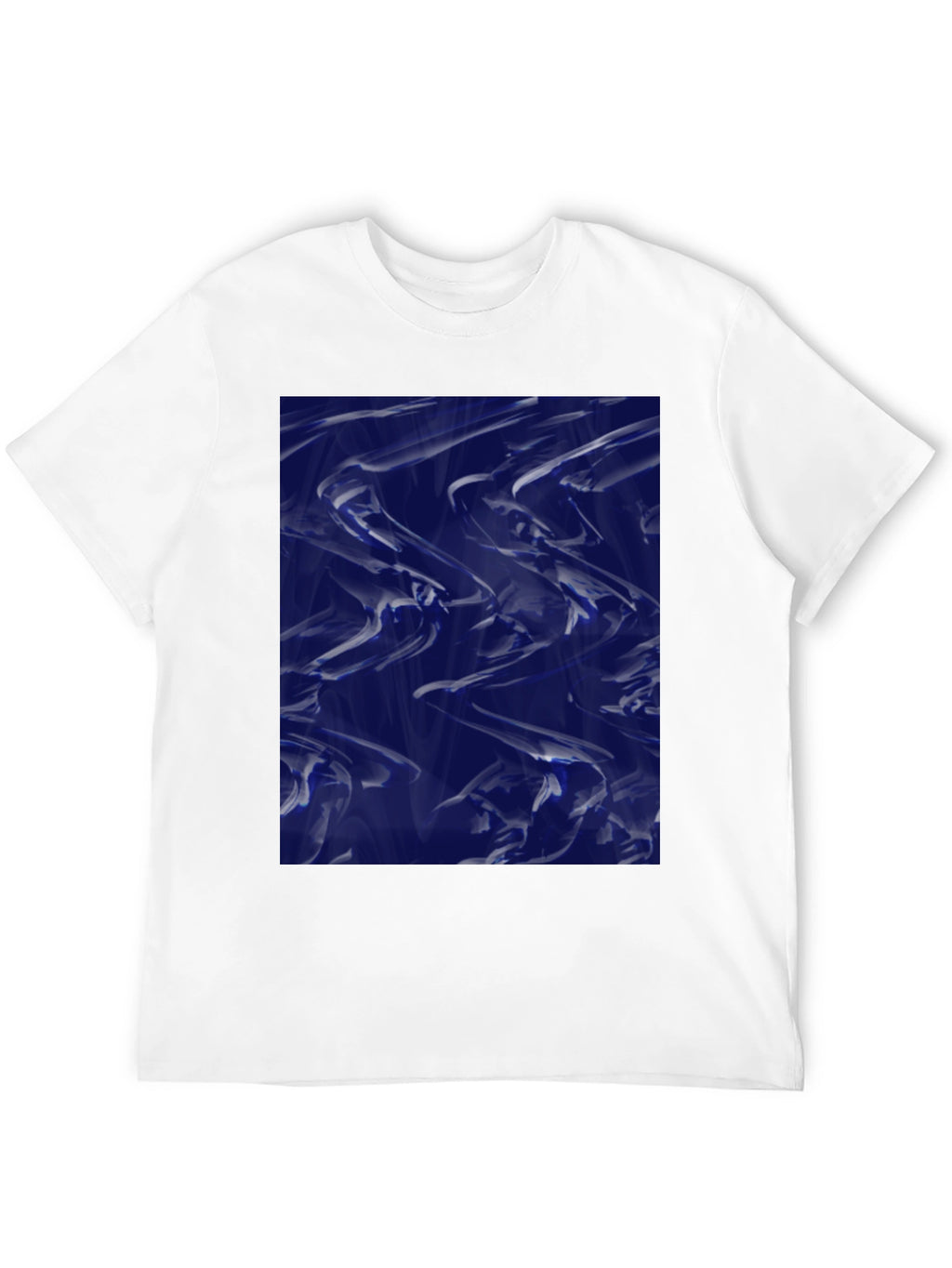 Abstract Blue Fluid Art Graphic Black T-Shirt