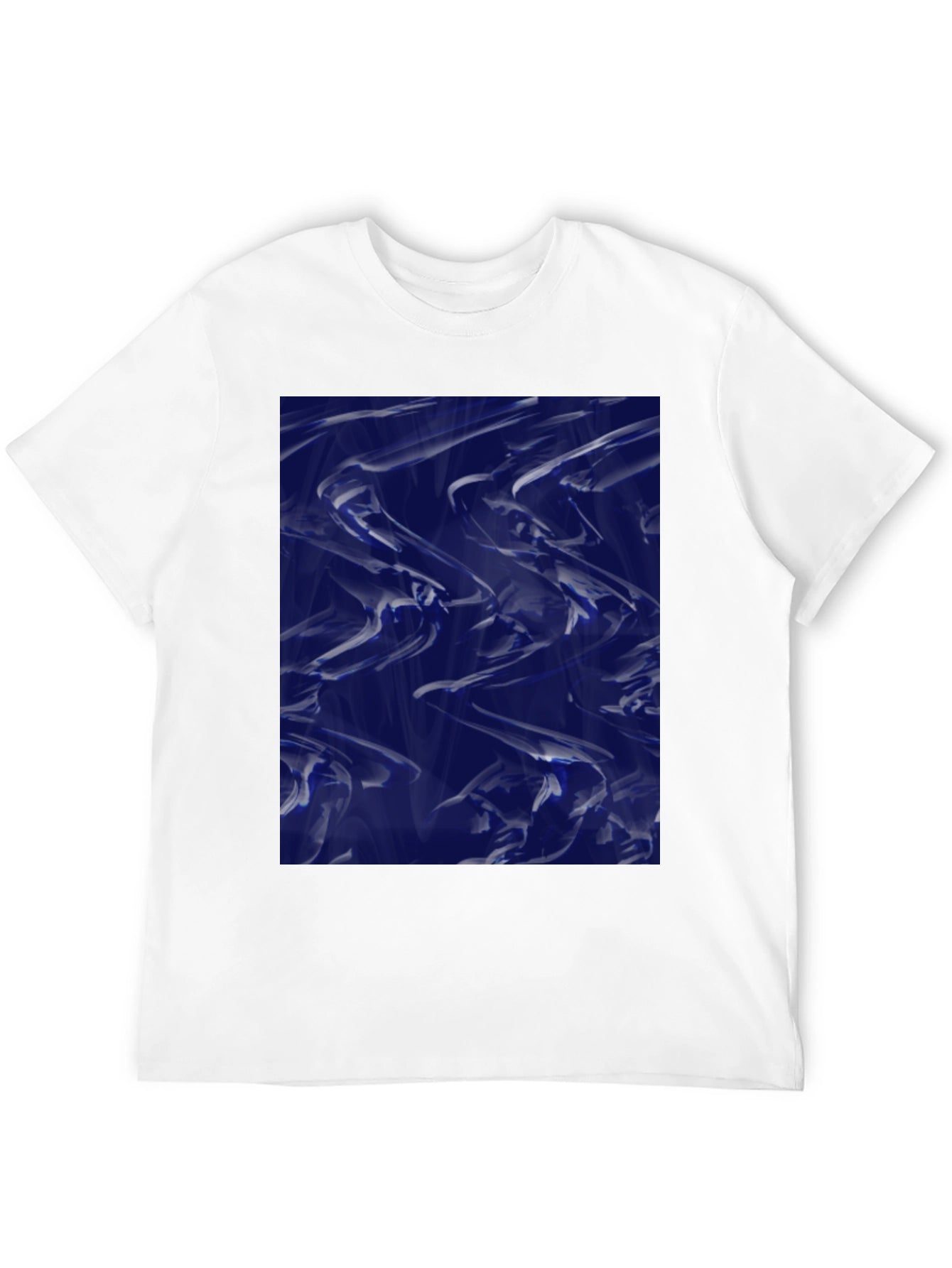 Abstract Blue Fluid Art Graphic Black T-Shirt