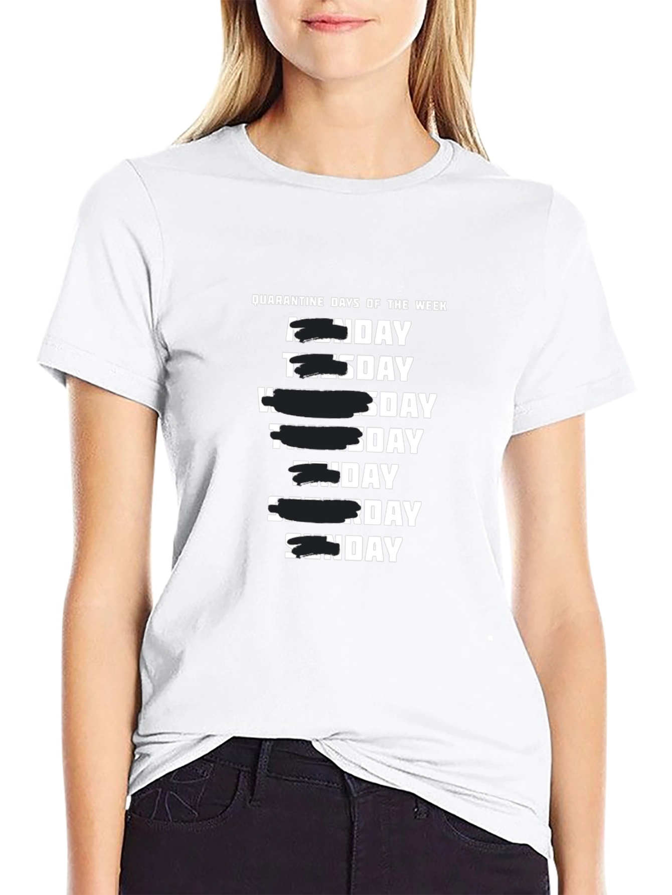 Quarantine Days of the Week Black T-Shirt