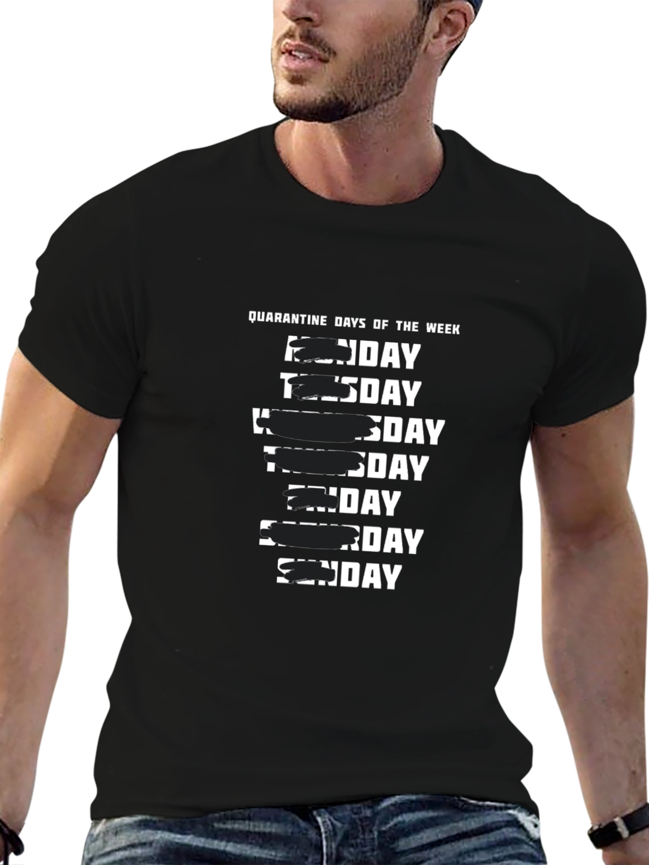 Quarantine Days of the Week Black T-Shirt