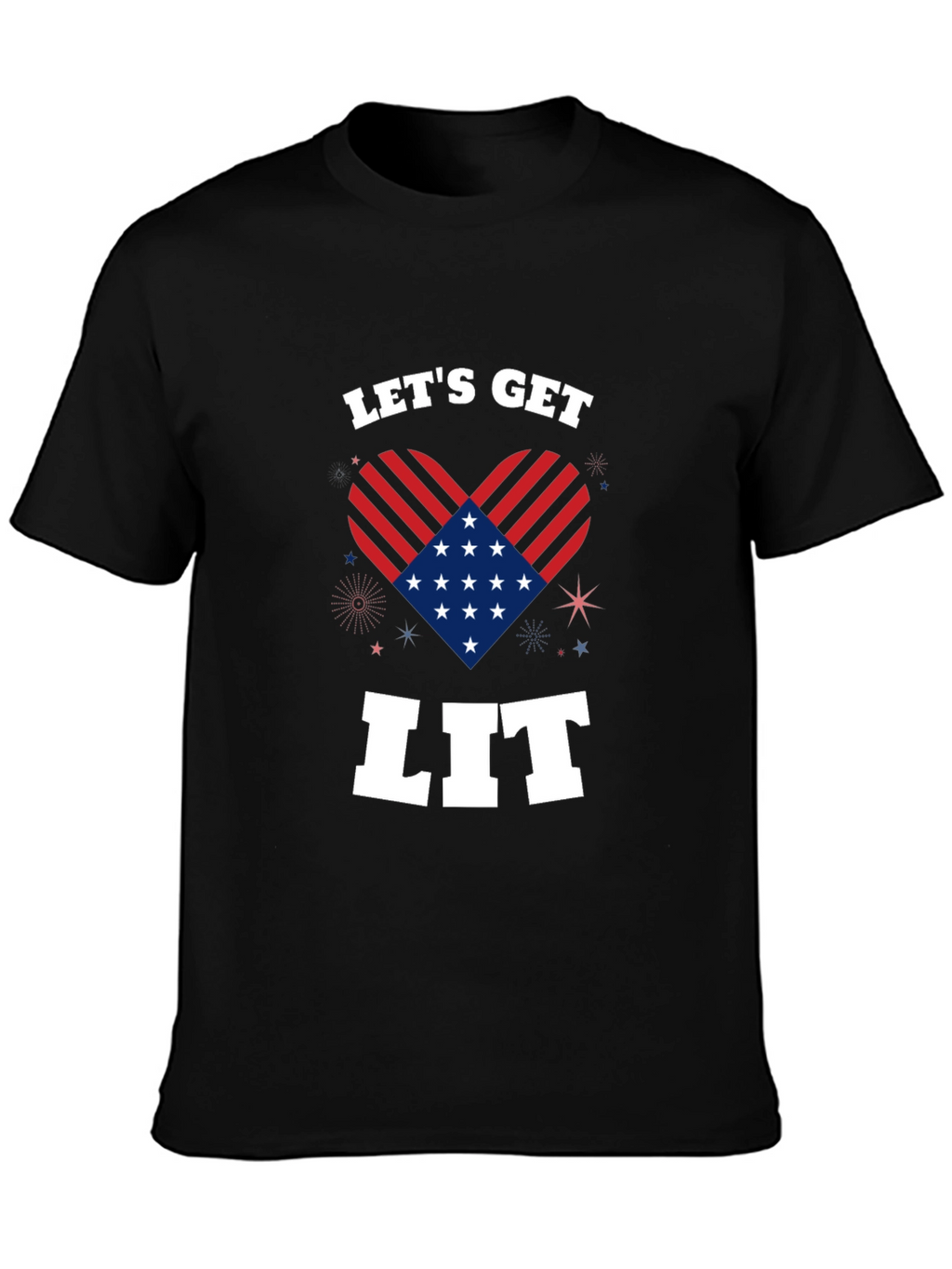 Lets Get Lit Patriotic Heart Graphic Tee