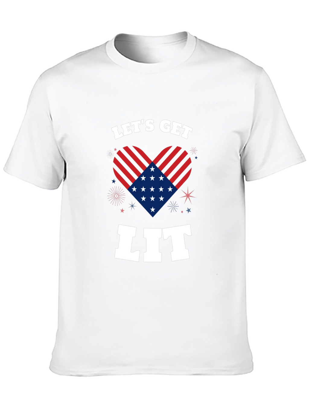 Lets Get Lit Patriotic Heart Graphic Tee