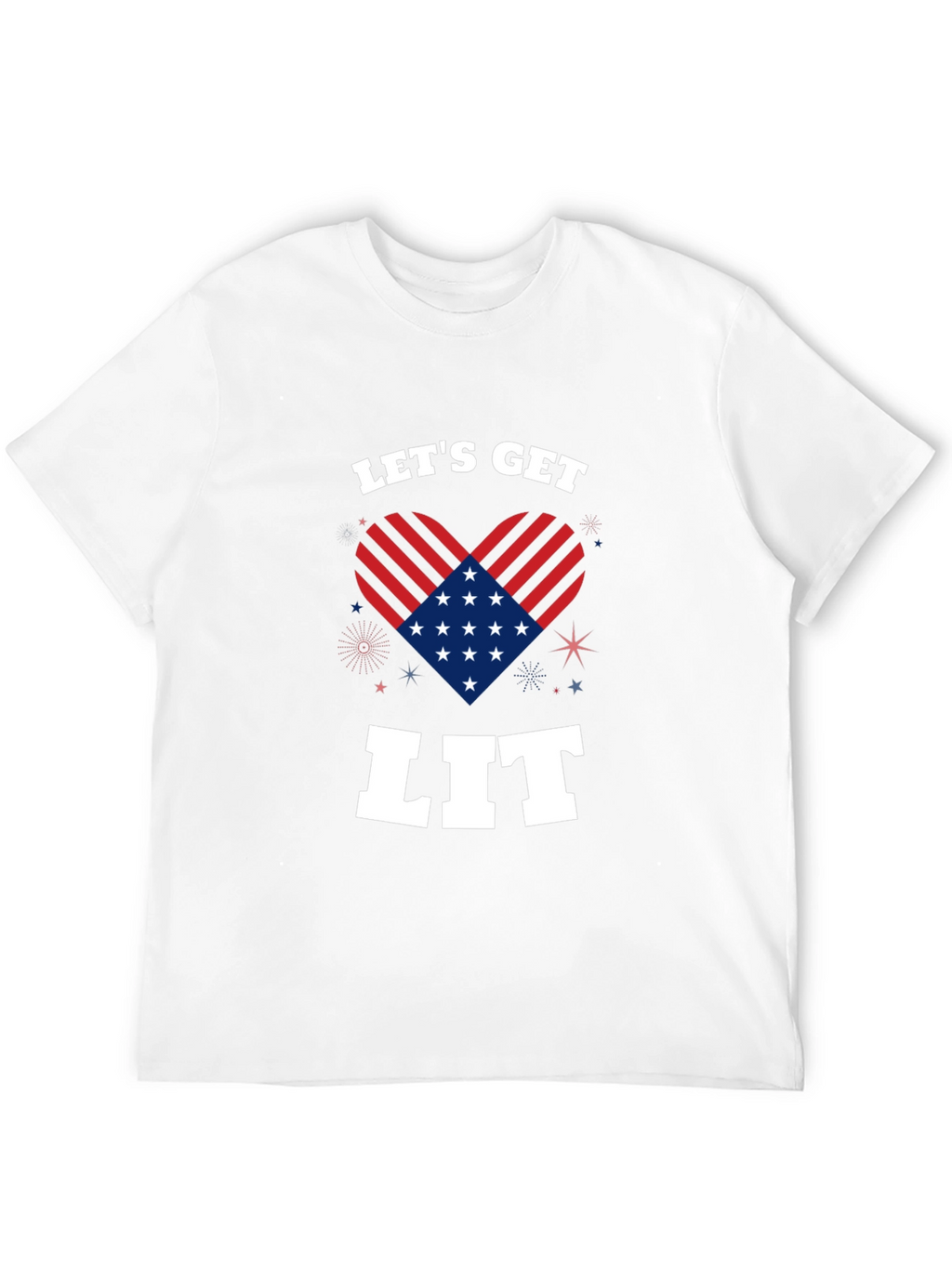 Lets Get Lit Patriotic Heart Graphic Tee