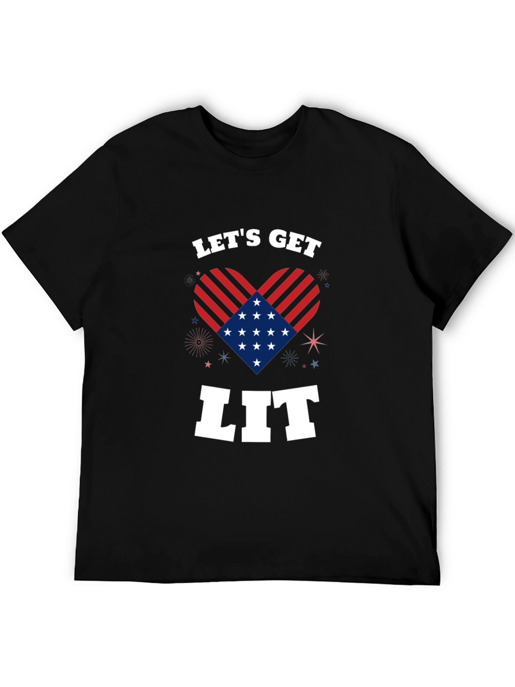 Lets Get Lit Patriotic Heart Graphic Tee