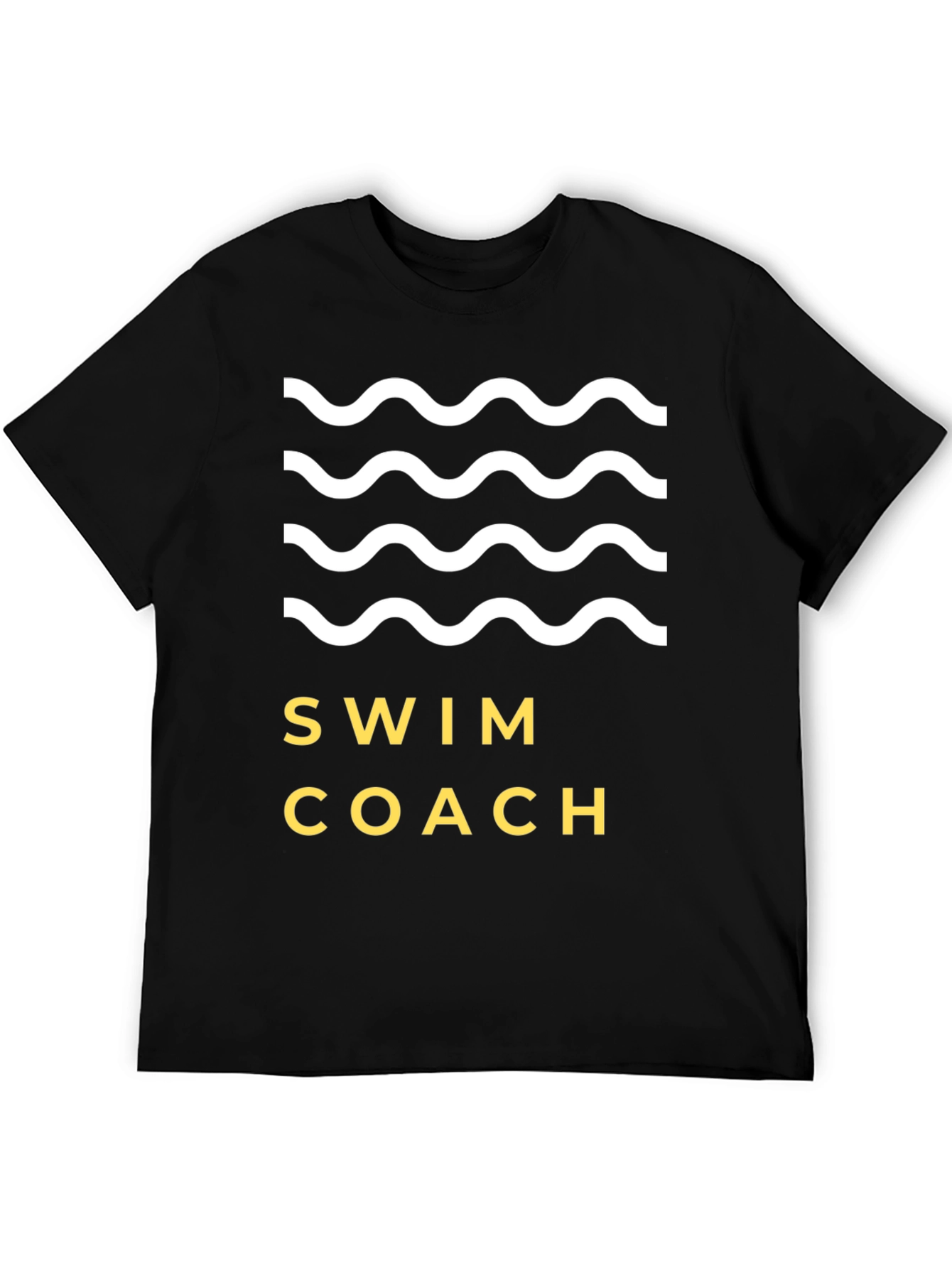 Swim Coach Tee - Wavy Design Soft Cotton Comfort