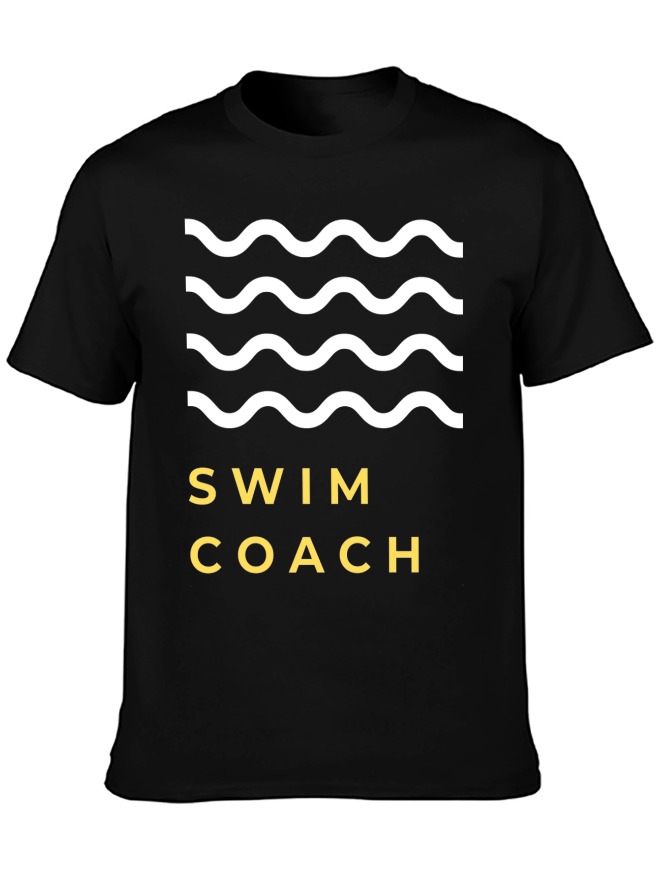 Swim Coach Tee - Wavy Design Soft Cotton Comfort