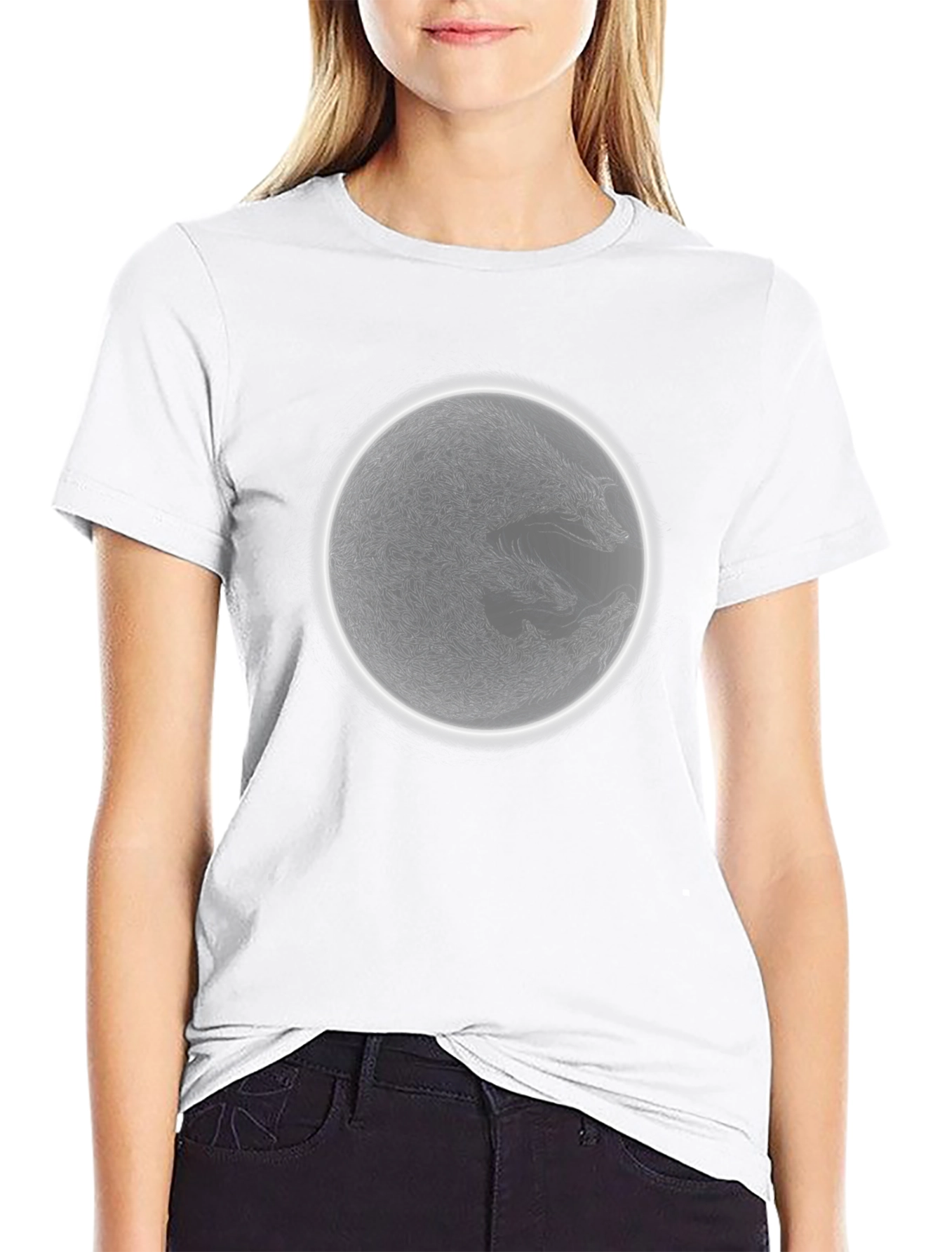 Wolf Moon Graphic Tee - Mens Black Cotton T-Shirt