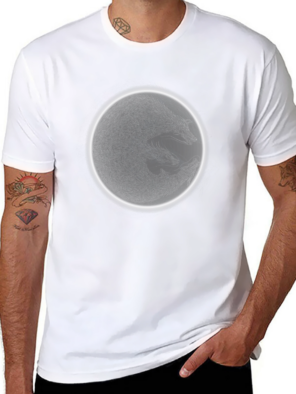 Wolf Moon Graphic Tee - Mens Black Cotton T-Shirt