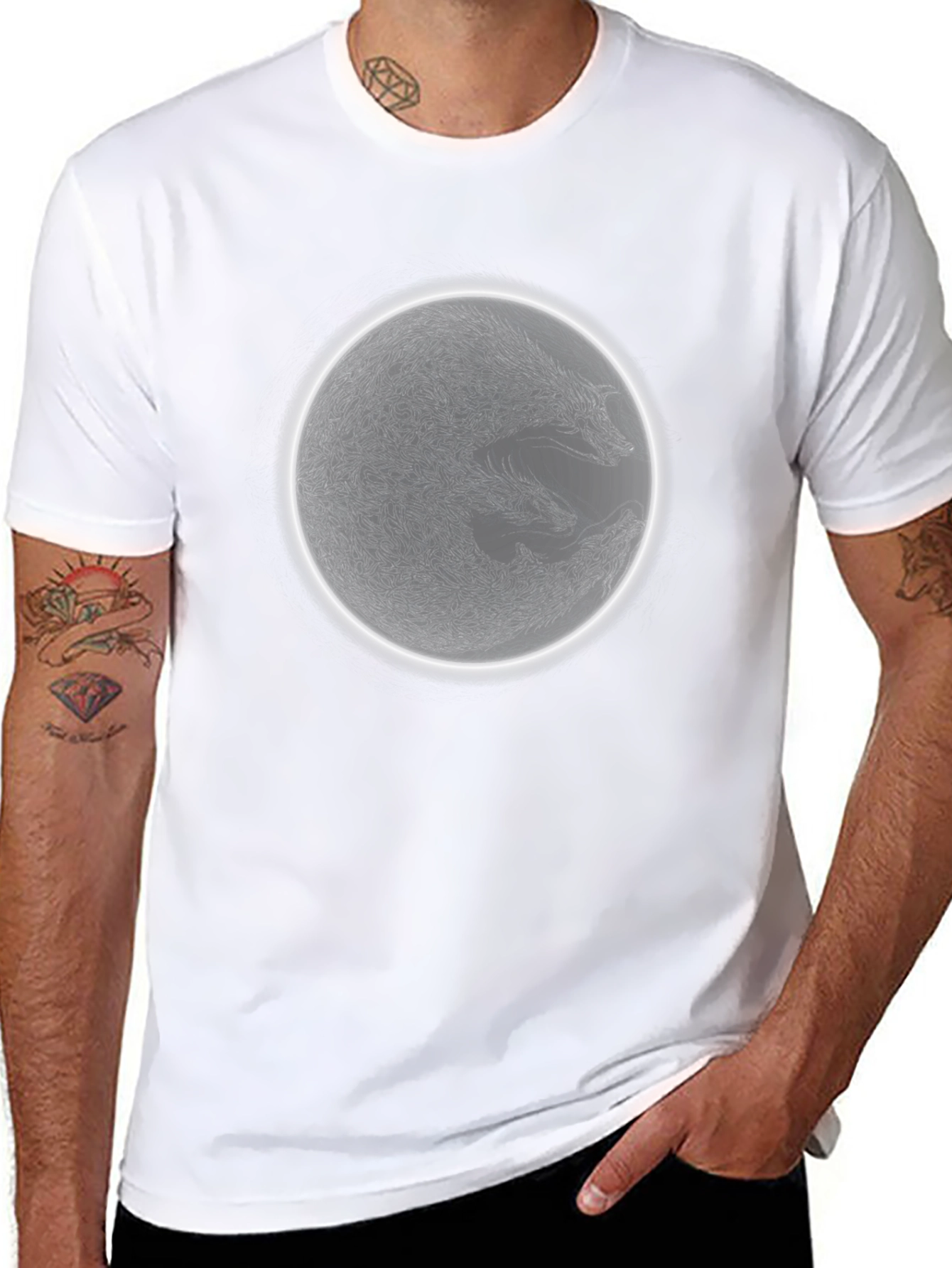 Wolf Moon Graphic Tee - Mens Black Cotton T-Shirt