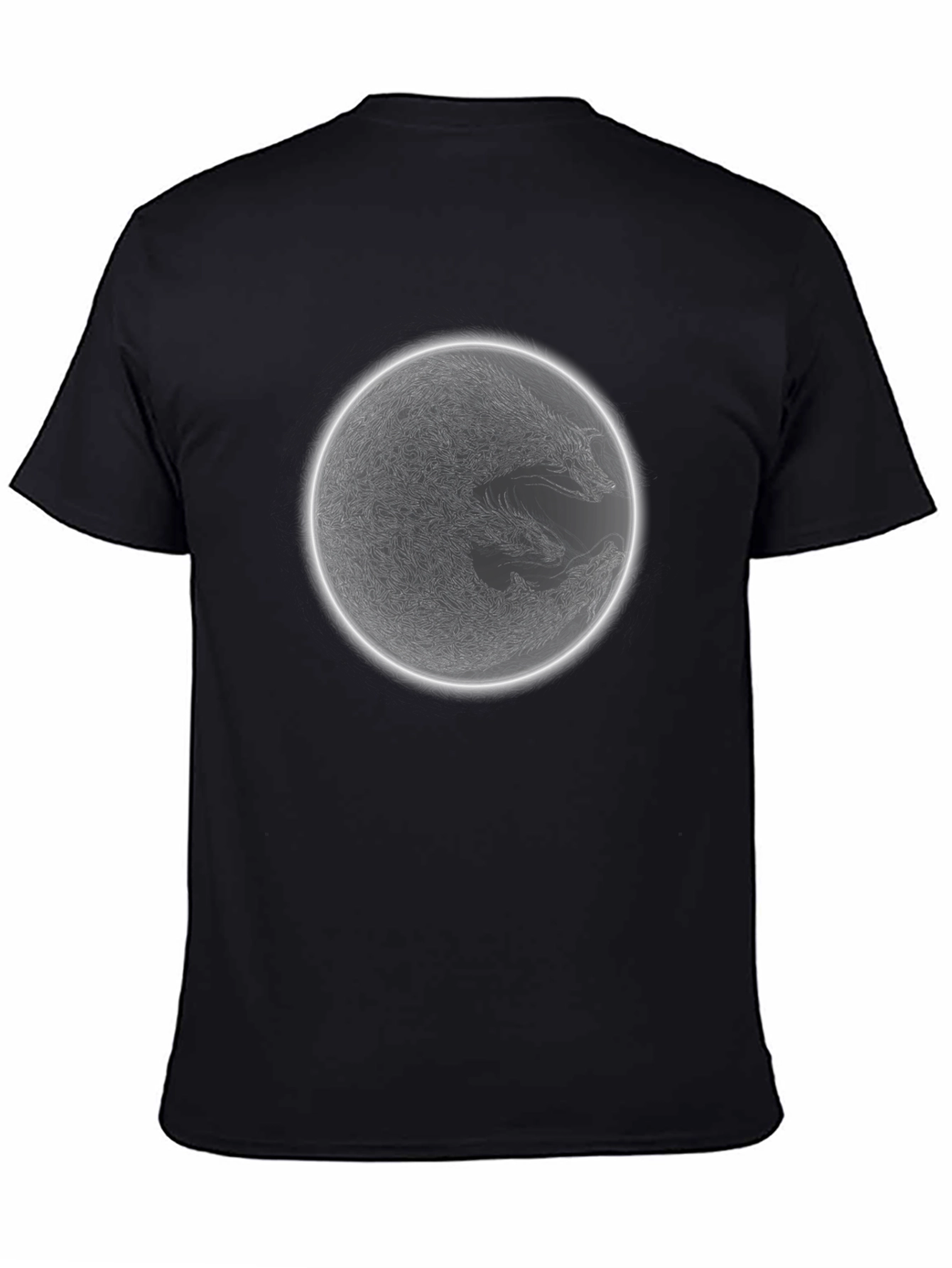Wolf Moon Graphic Tee - Mens Black Cotton T-Shirt